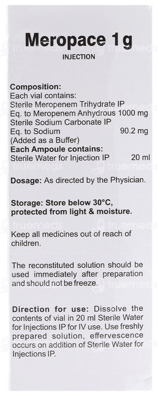 Meropace 1 GM Injection 20 ML